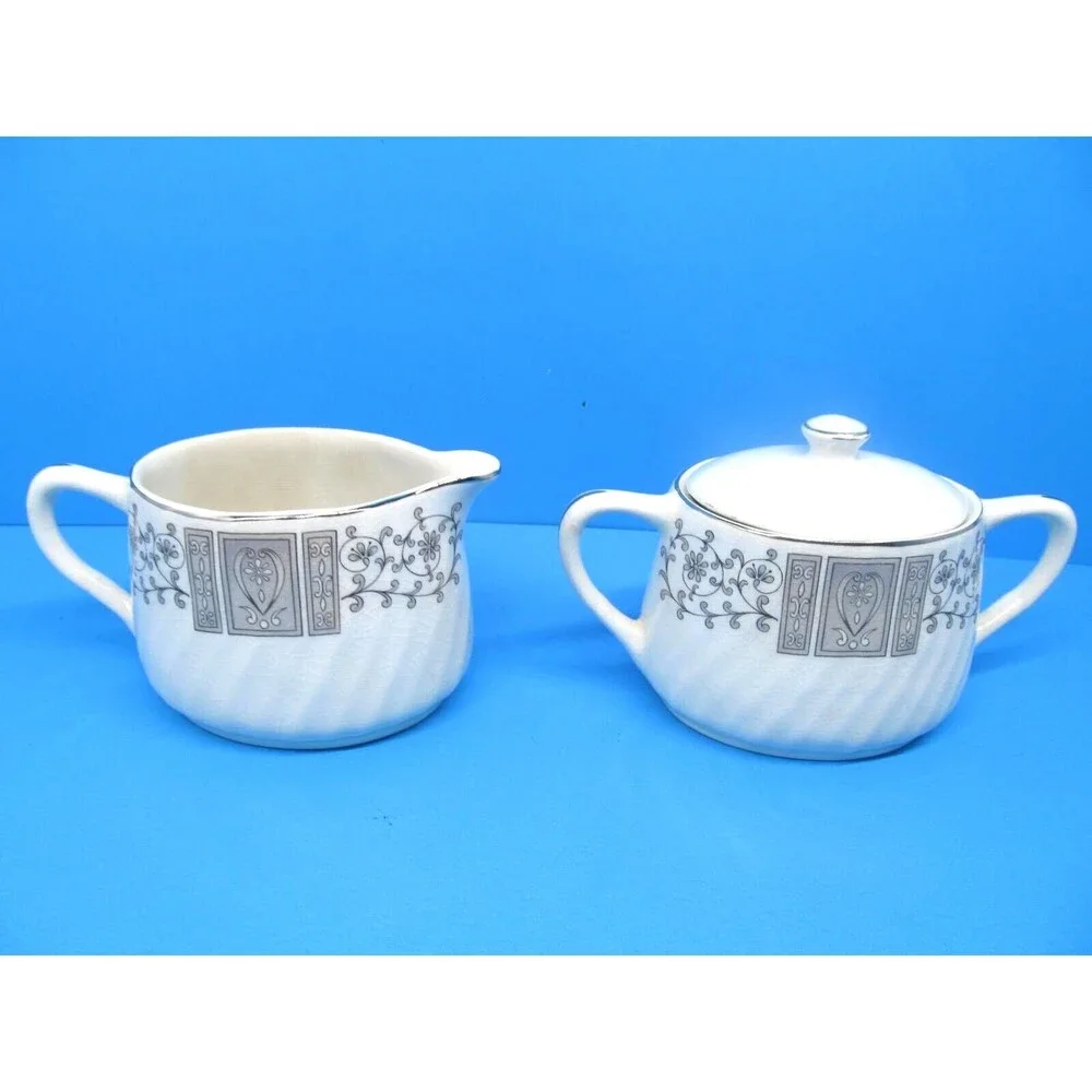 Enoch Wedgwood Manchester Covered Sugar Dish and Creamer